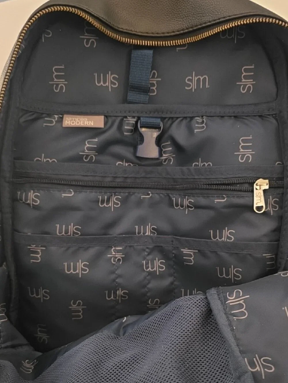 Simple Modern Brand Legacy Vegan Leather Backpack - BLACK with Gold Zippers